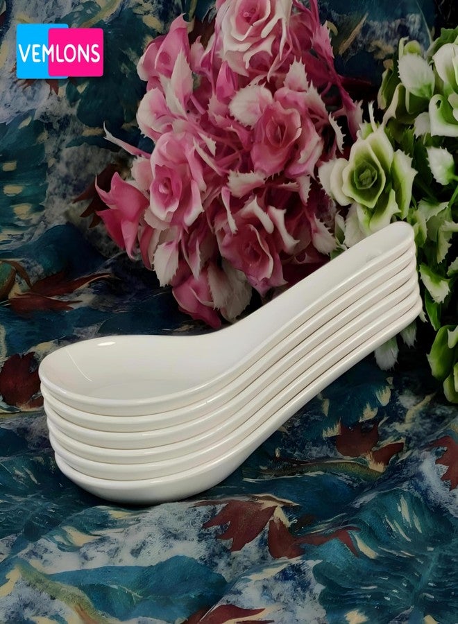 Vemlons Soup Spoons Soup Spoons Set of 6 Piece/Ceramic Soup Spoon Set(White) - Image 4